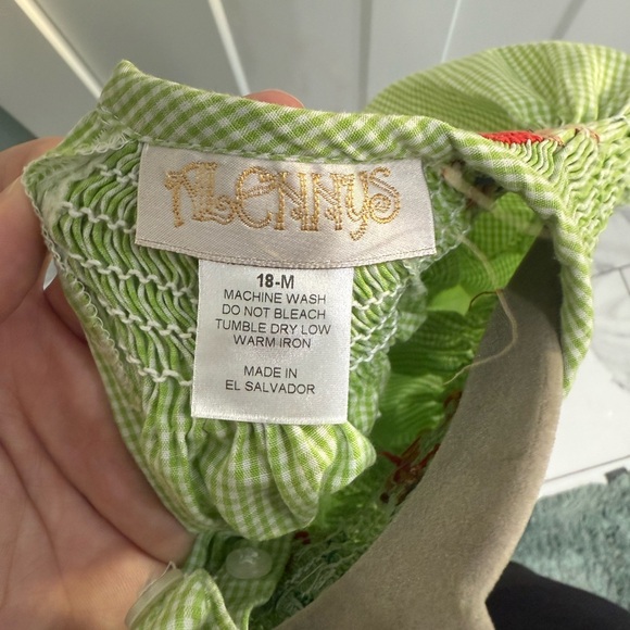 Girls' Lime Green Smocked Holiday Dress - Picture 2 of 11